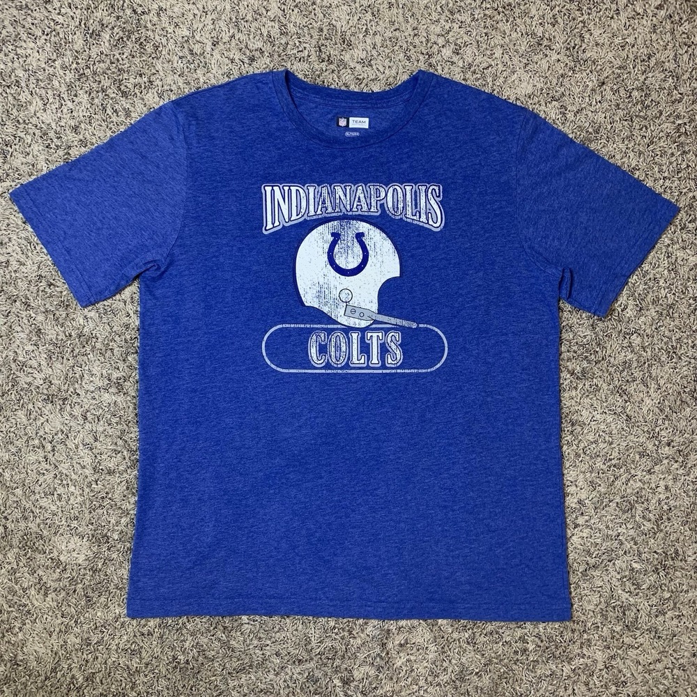 Indianapolis Colts Shirt Mens XL Blue NFL Football Retro Helmet Logo Tee